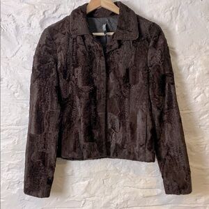 Vintage 90s Boho Chocolate Brown Short Faux Fur on Suede (NOT VEGAN) Jacket